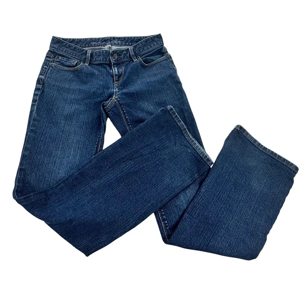 LOFT Curvy Boot Cut Jeans Women's Size 6 Medium Wash Stretch Mid Rise Denim